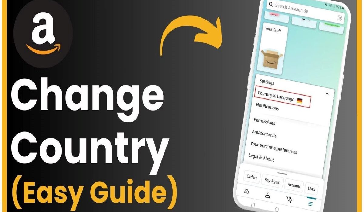 How to change country on Amazon settings interface showing country selection.